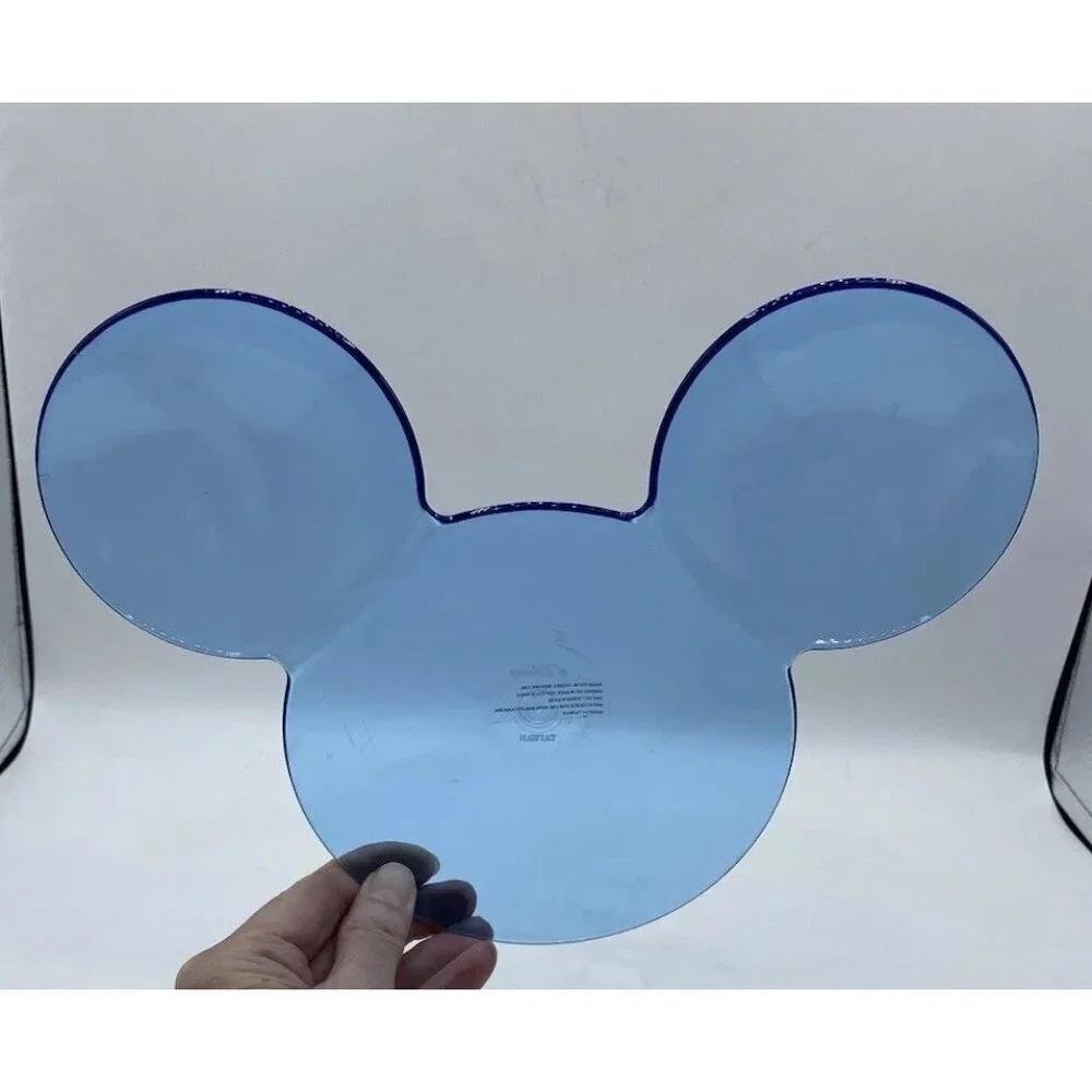 Vintage Disney Serving Plate Dish Blue Plastic Mickey Mouse Shaped Taiwan Retro